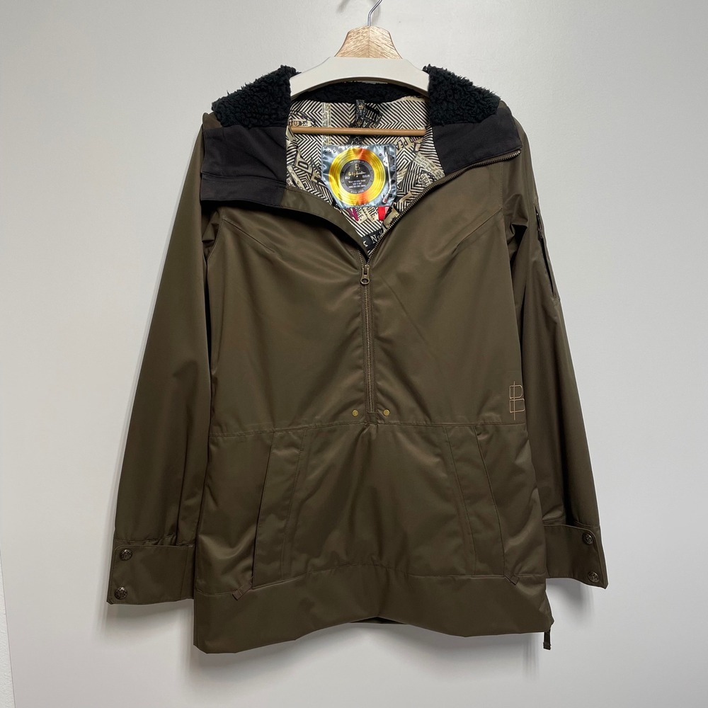 B by Burton Women's Anorak Pullover Jacket Brown Hooded Sherpa Lined Size M